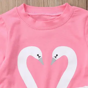 Toddler Bērniem, Baby Meitene Apģērbs, Apģērbu Gulbis T-krekls Topi+Garās Bikses 2PCS Set Karikatūra Zoss apģērbu komplekts