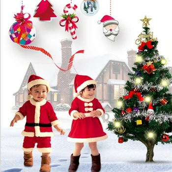 Toddler Bērniem, Baby Meitenes Loku Ziemassvētku Drēbes Kostīms Puse Kleitas+Cepure, Apģērbs Kokvilnas Sajaukta Sarkanā Kleitā komplekts dāvanas bērniem