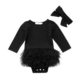 Toddler Jaundzimušais Meitene Kokvilnas Tilla Acs Jumpsuit Bodysuit Apģērbs, Apģērbu Galvu Bodysuits