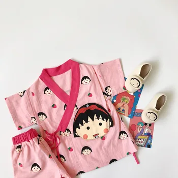 Tonytaobaby Jauno Vasaras Drēbes Zēniem un Meitenēm Bērnu apģērbi Multiplikācijas filmu Varoņi Pilns ar Japāņu Pidžamas