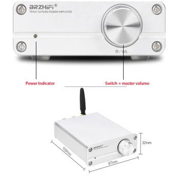TPA3116 Mini 5.0 Bluetooth Pastiprinātājs DC12~24v 100W*2 QCC3003 Drudzis HIFI Stereo Mājas Audio Digitālo Pastiprinātāju, 4~8 Eiro
