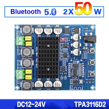 TPA3116D2 Bluetooth 5.0 Digitālo Jaudas Pastiprinātāju NE5532 Preamp 50W+50W Skaņas Pastiprinājums DC12-24V