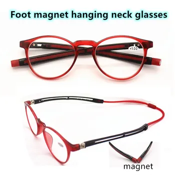 TR90Unisex Ultravieglajiem Magnēts Karājas kakla Lasīšanas Brilles, lupas Sievietēm, Vīriešiem, Regulējamām Kājām vecuma tālredzība Brilles +1.0~+4.0 L3