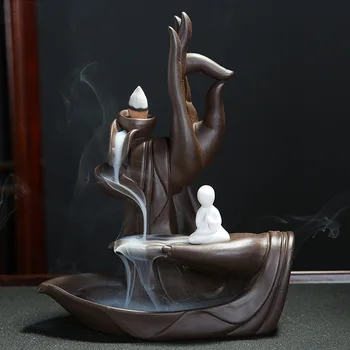 Tradicionālo Budas Roku Vīraks Degļu Ziedu Lotus Dūmu Ūdenskritums Sālsūdenim Vīraks Degļu Elegants Lotus Vīraka Turētājs Amatniecības