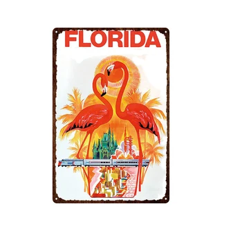 Travel Pilsētas Karikatūra Ainavu Skārda Parakstīt Plakātu Attēlu Florida Hawaii Las Vegas Tailand Orientieris Metāla Tign Zīme Vintage Plate