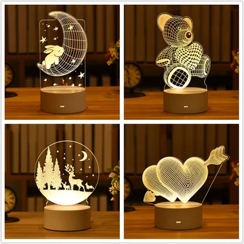 Trusis Lieldienu Rotājumi 3D Lampas Akrila LED Nakts Apgaismojums, Kāzu Dekorēšana Bērnu Dušas, Dzimšanas dienas Puse Valentīna San Valentin.