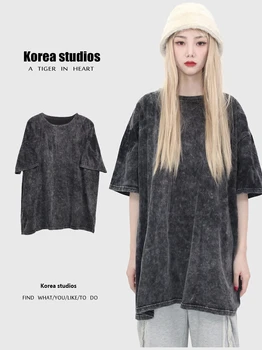 Tshirt sieviešu 2020. gadam korejas vogue pāris drēbes, gotu, punk hip-hop pamata top brīvs gadījuma īsām piedurknēm melnā plus izmēru, t kreklu