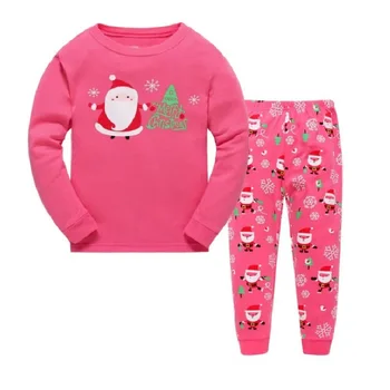 TUONXYE Bērnu Pidžamas Ziemassvētkos Santa Klauss ar Maisu Pidžamas Komplekts Bērniem Pijama Zēni Naktsveļu Kokvilnas garām Piedurknēm Sleepwear Uzvalks