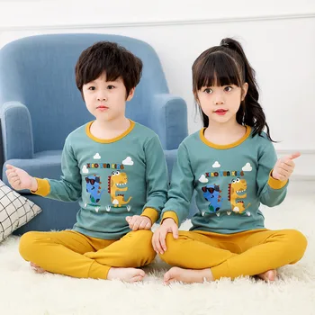 TUONXYE Bērnu Rudens Pidžamas Komplekts Bērniem, Multiplikācijas filmu Cute Govs Pyajamas Zēni Meitenes ar garām Piedurknēm Apģērbs Pijama Infantil Sleepwear