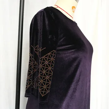 Tuvo Austrumu Musulmaņu Sievietes Gara Kleita Tumšā Rudens Ziemas Arābu Abaya Plus Lieluma Dimanta Zaudēt Islāma Apģērba Gadījuma Modes