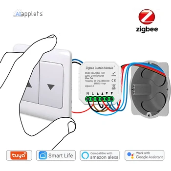 Tuya Smart Zigbee 3.0 Aizkaru Maiņa Modulis Motorizētu Rullīšu Slēdža Blind Balss Kontroles Google Palīgs Alexa Echo Zigbee2Mqtt