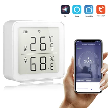 Tuya WIFI Temperatūras Un Mitruma Sensoru Iekštelpu Higrometru Termometrs Ar LCD Displeju, kas Strādā Ar Smart Life/Alexa, Google