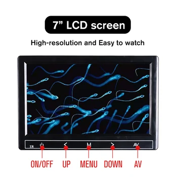 TV tips Profesionālo Lab spermas bioloģisko HD Binokulāro mikroskopu, zoom 2000X + USB 5MP elektronisko digitālo okulāru +7-collu LCD