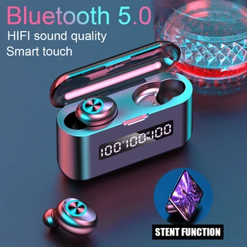 TWS Bezvadu Austiņas Bluetooth 5.0 Austiņas HiFi Stereo Sporta Earbuds 2000mAh Uzlādes Lodziņā Spēļu Austiņas un Mikrofoni