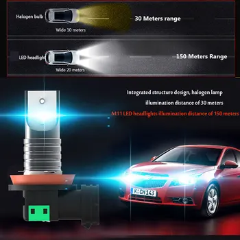 TXVSO8 2GAB H11 LED Auto Lukturu Spuldzes ar CSP Mikroshēmas-12V 30000LM Pāris 6000K led auto Spuldze 55W Spuldzes, Automašīnu Lukturis