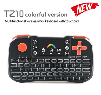 TZ10 Bezvadu Tastatūras Rokas Tālvadības Krāsains Apgaismojums Android TV Box Smart TV PC Klēpjdatora Touchpad Peles 2.4 GHz