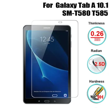 Ultra Clear Tablete Rūdīts Stikls Priekš Samsung Galaxy Tab 10.1 SM-T580 SM-T585 Caurspīdīga Ekrāna Aizsargs, ar Aizsargājošu Plēvi