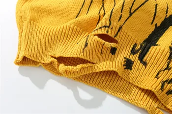 UNCLEDONJM Japāņu Stila Anime Meitene Trikotāžas Džemperis Mens Hip Hop Streetwear Harajuku Džemperis Vintage Retro Pulovers Ban-6992