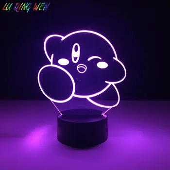 Unikāla Bērnu Led Tuvu Gaismas Kirby Spēle, Nightlight, lai Bērnu Istabas luminaria Gaismas Dzimšanas dienas Dāvana Mazulim Miega Led Nakts Lampa 3d