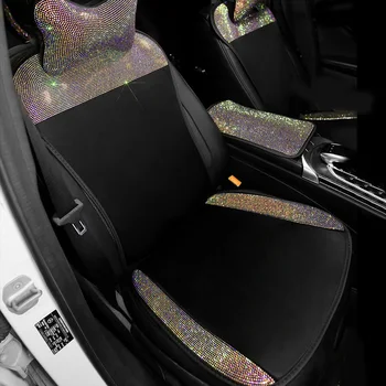 Universālā Ledus Zīda Auto Sēdekļa Vāku Kristāla Rhinestone Auto Sēdekļa Spilvena, Interjera Aksesuāri, Priekšējo Sēdekļu Pārklāji Auto Stils Sievietes