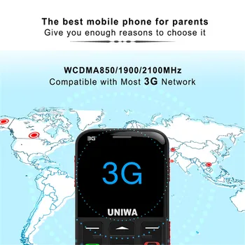 UNIWA V808G angļu krievu Tastatūras 10 Dienas Gaidīšanas režīmā 3G WCDMA Spēcīgu Lāpu Vecākais spiedpogu Mobilais Liels SOS Mobile