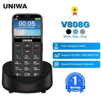UNIWA V808G angļu krievu Tastatūras 10 Dienas Gaidīšanas režīmā 3G WCDMA Spēcīgu Lāpu Vecākais spiedpogu Mobilais Liels SOS Mobile