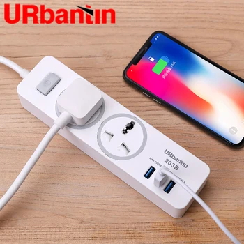Urbantin 2AC & 3 USB Kopā slēdzis Jaudas Sloksnes USB ligzda Smart pagarinātāju Universālā kontaktligzda kontaktligzda Ar UK plug