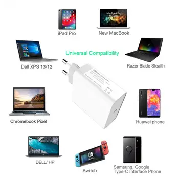 URVNS USB C PD Strāvas Adapteris 18W 30W 45W 65W 87W C Tipa Fast Charger for MacBook Air, iPad Pro Samsung Tablet (ar USB-C (kabeļu)