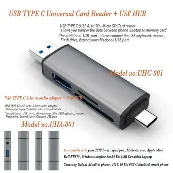 USB 3 Kartes Lasītāju CENTRMEZGLS ar USB C OTG Karšu Lasītājs 2 in 1 USB 3 HUB Atbalsta SD SDHC SDXX MMC Micro SD U-flash atmiņas iPad Pro