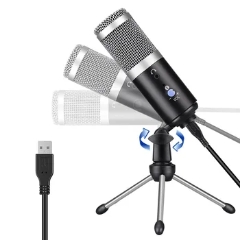 USB Mikrofons Kondensatora Balss Ierakstīšanas Mikrofons Desktop Statīvs DATORA YouTube Video, Skype Čata Spēle Podkāstu Ierakstīšanas