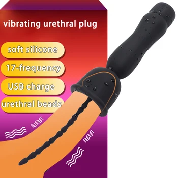 USB uzlādes vīriešu uretrālo skaņas dilator vibrējošais dzimumlocekļa sveces glans piedurknēm silikona urīnizvadkanāla skan plug pieaugušo rotaļlietas vīriešiem