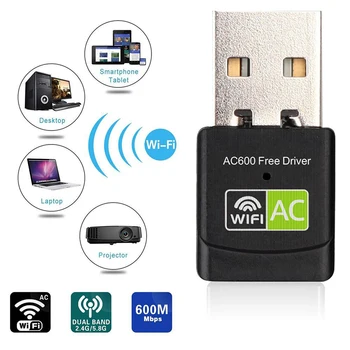 USB WiFi Adapteri 2.4 GHz 5GHz 600Mbps WiFi Antena Dual Band 802.11 b/n/g/ac Mini Bezvadu Datoru Tīkla Kartes Uztvērējs
