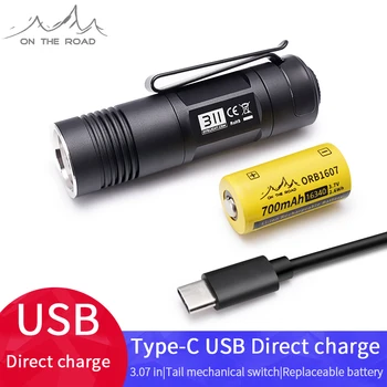 UZ CEĻA 311 Tips-C USB DirectCharge LED Lukturīti, USB Uzlādējams kabatas Lukturītis EDC miniTorch keychain UltraBright MicroTorch