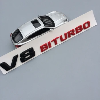 V8 V12 BITRUBO Vēstules Emblēmu Žetons par Mercedes Benz C63 E300L Spārnu Sānu Supercharge Turbo Logo Car Styling Pielāgošanas Uzlīme