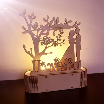 Valentīna Diena Dāvanu Kāzu Koka Apdare DIY LED Nakts Gaisma Kāzu Dāvanu-Antikvāru Lauku Mājas Dekorēšanas Piederumi