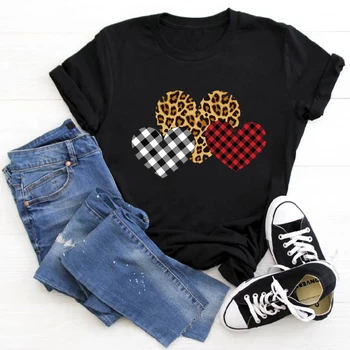 Vasaras Sieviešu Krekli Leopard Mīļākais Sirds Drukas T Drēbes Dāmas Sieviešu T-Krekls Ar Leopards Grafiskais Topi, Sieviešu Tumblr T Krekls