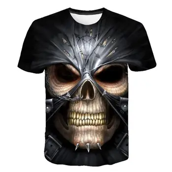 Vasaras zīmolu vīriešu T-krekls vīriešu Harajuku īsām piedurknēm smagā metāla T-krekls ikdienas stila galvaskausa 3D vīriešu, sieviešu T-krekls