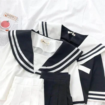 Vasarā 2 gabals, kas sievietēm jk vienotu studente, kroku īsi svārki koledžas stila skolā vienotu Japāņu īss jūrnieks uzvalks