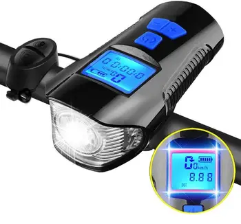 Velosipēdu Priekšējie Gaismas Komplekts Ūdensizturīgs USB Lādējamu Smart Lukturu Ar Ragu LED Velosipēda Lukturi Velo Lukturīti Ātruma Mērītājs