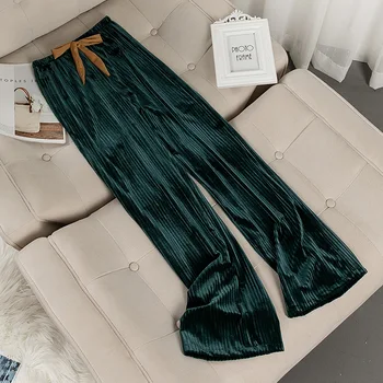 Velūra Sieviešu Pidžamas Gruntis Sleepwear Ir 2021. Rudens Ziemas Jauno Elastīgs Viduklis Gadījuma Naktsveļu Samta Ilgi Gulēt Bikses Homewear