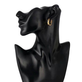 Vienkārši Modes Zelta Krāsas Ovāls, Nerūsējošā Tērauda Zircon Stīpas Auskari Sievietēm ZK30
