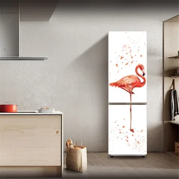 Vienkārši Ziedu Ledusskapis Uzlīme, Durvju Segtu Pieneņu Pavedienu Formula Flamingo Vinila Noņemams Ledusskapis Uzlīmes Virtuves Sienas Gleznojumi