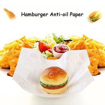 Vienreizējās lietošanas Anti-eļļas Iepakojuma Papīra Fast Food Iepakojuma Papīra Karikatūra, Hamburgeru, Vistas Roll Takeaway Iepakošanas Sandwich 50gab/komplekts