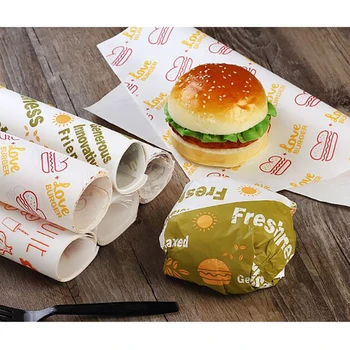Vienreizējās lietošanas Anti-eļļas Iepakojuma Papīra Fast Food Iepakojuma Papīra Karikatūra, Hamburgeru, Vistas Roll Takeaway Iepakošanas Sandwich 50gab/komplekts