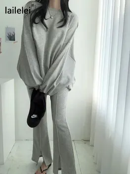 Vietas korejas qiu dong modeli kapuci galvā vilnas dalītais apģērbs bikses divdaļīga apģērbs