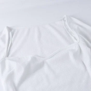 Viifaa Mīļotā Kakla Salātu Adīt Balts T Krekls Sievietēm 2020. Gadam Garām Piedurknēm Rudens Tee Kreklu Femme Sexy Slim Apgriezts Topi
