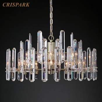 Vintage 3 Līmeņu Kristāla Karājas Lampas LED Cristal Lustras Apgaismojums Radošumu Art Deco Iekštelpu Gaismas Armatūra Dzīvojamā Istaba Viesnīcā