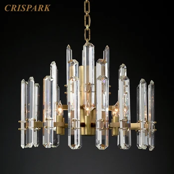 Vintage 3 Līmeņu Kristāla Karājas Lampas LED Cristal Lustras Apgaismojums Radošumu Art Deco Iekštelpu Gaismas Armatūra Dzīvojamā Istaba Viesnīcā