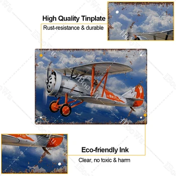 Vintage Lidmašīnas Plakātu Metāla Zīmes, Sienas Dekori DIY Tekstu Planieris Retro Kuģiem, Lidaparātu Krāsošana Pub Bar Mājās Dekoratīvie