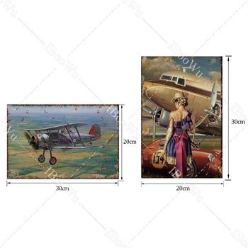 Vintage Lidmašīnas Plakātu Metāla Zīmes, Sienas Dekori DIY Tekstu Planieris Retro Kuģiem, Lidaparātu Krāsošana Pub Bar Mājās Dekoratīvie